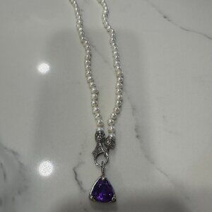 Brighton Pearl and Amethyst Necklace - Gorgeous!  16" with Toggle.  Great Gift!